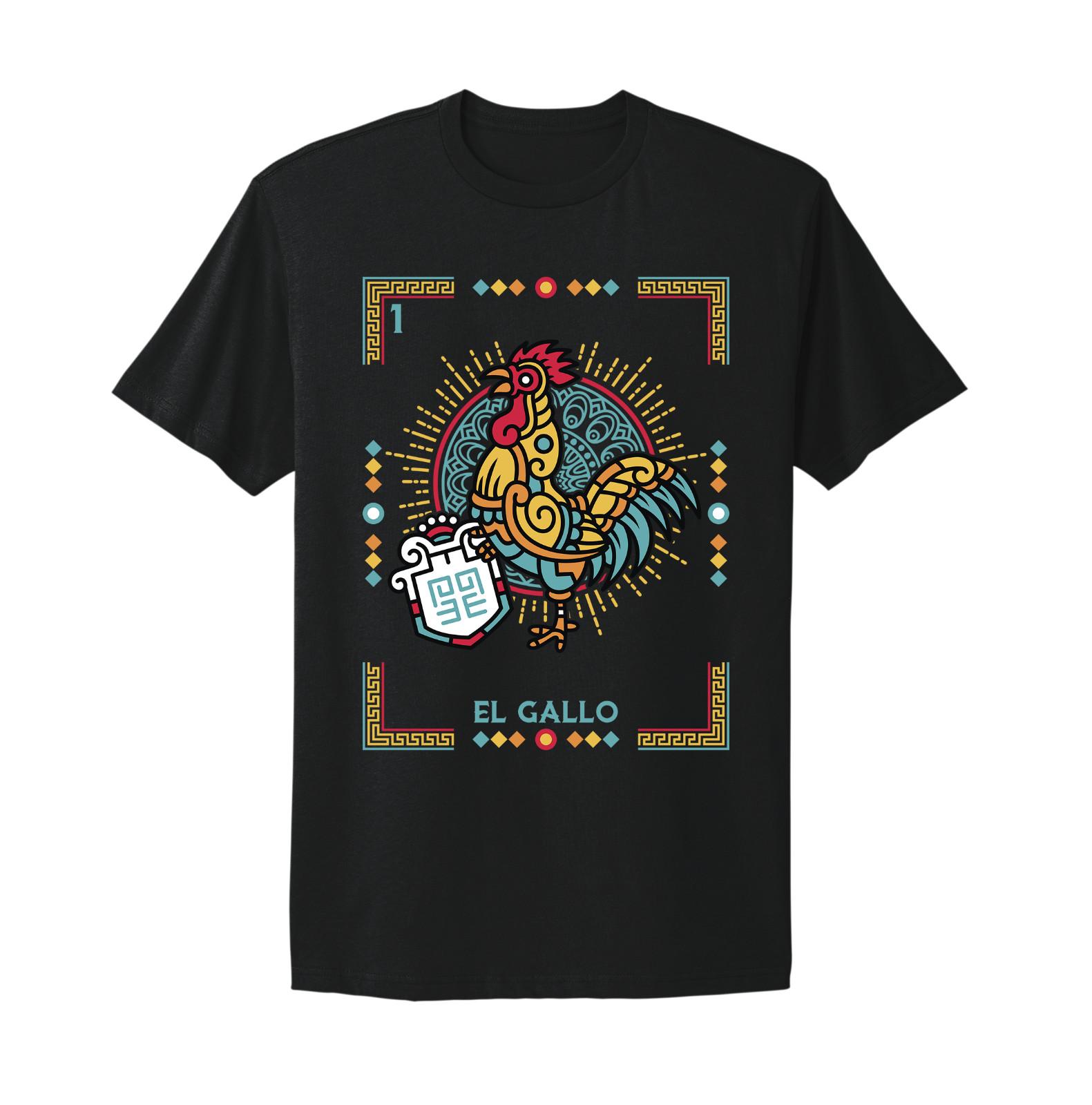 El Gallo Tarjeta Loteria Mexican Bingo T-shirt XXXL