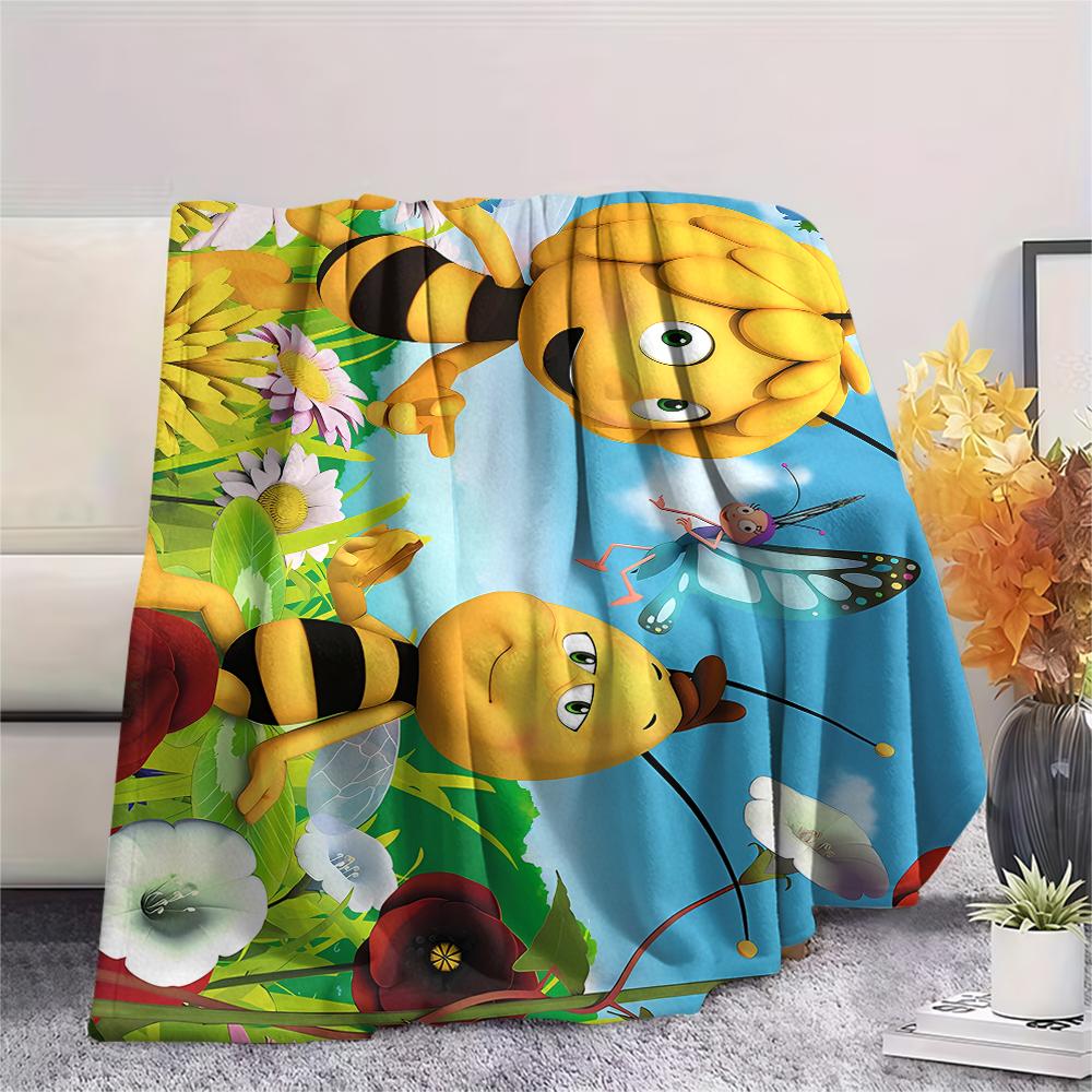 Maya the Bee Print Flannel Blanket,High Quality Comfortable for All Seasons,Home Decor,Warmth and Comfort,Perfect for Christmas Gifts