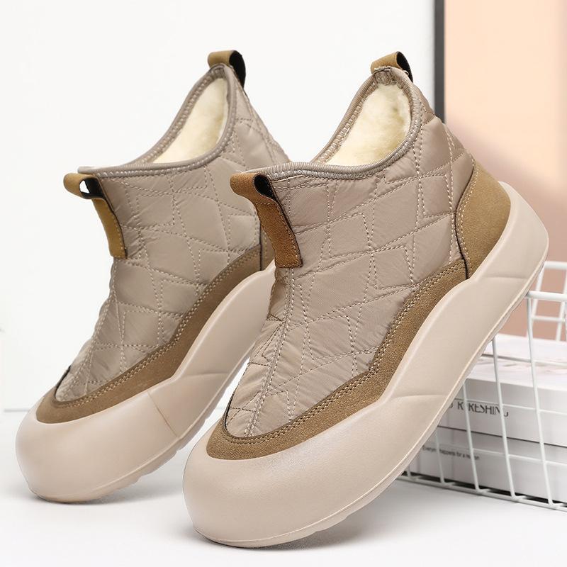 Botas de nieve de plataforma gruesas y cálidas para mujer, botines hasta el tobillo antideslizantes, resistentes al agua, cómodas, con forro de piel sintética, para caminar, para invierno