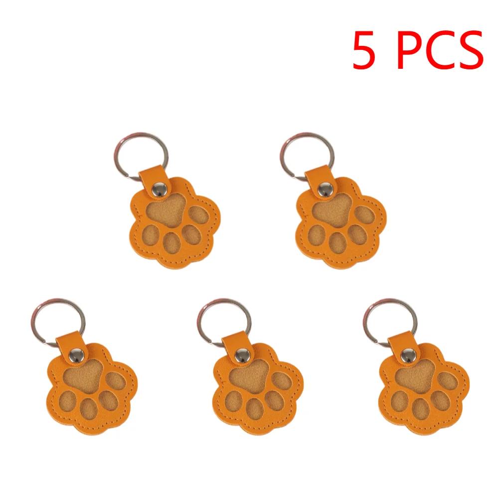 1-5PCS Pet Hair Keepsake Keychain PU Pet Keychains Hair Collector Cute Paw-Shaped Charm for Keyrings Bags and Personal Mementos
