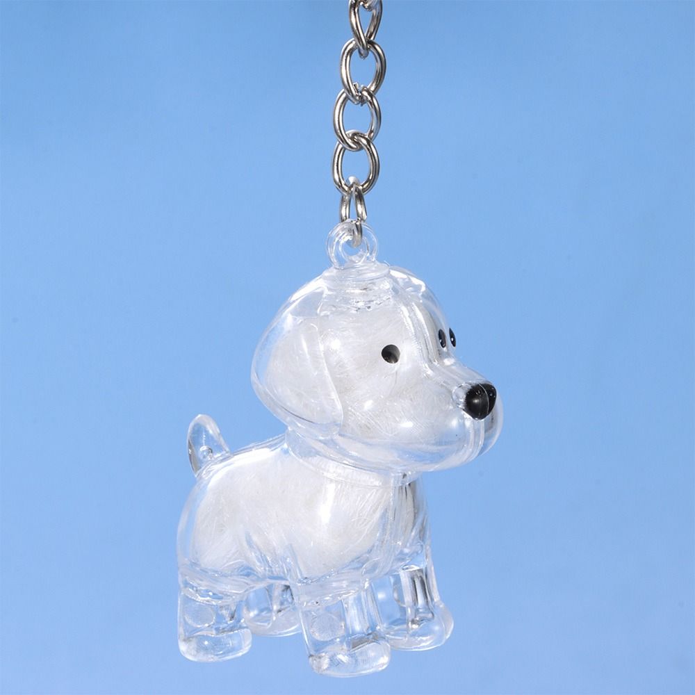Creative Keychain Dog Shape Keychain Transparent Container Fur Storage Capsule Handmade Design DIY Accessories