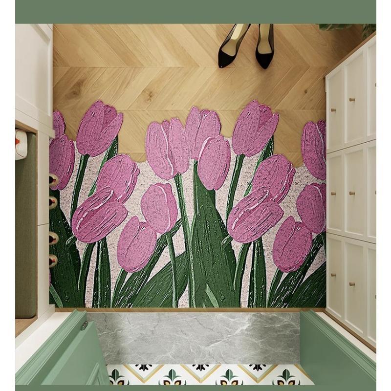 Entrance Dust-proof Silk Circle Floor Mat Entrance Door PVC Door Mat Anti-slip Home Carpet Mat
