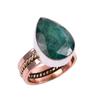 Emerald(Simulated) Handmade 925 Sterling Silver Jewelry Two Tone Ring S.6 M4k75