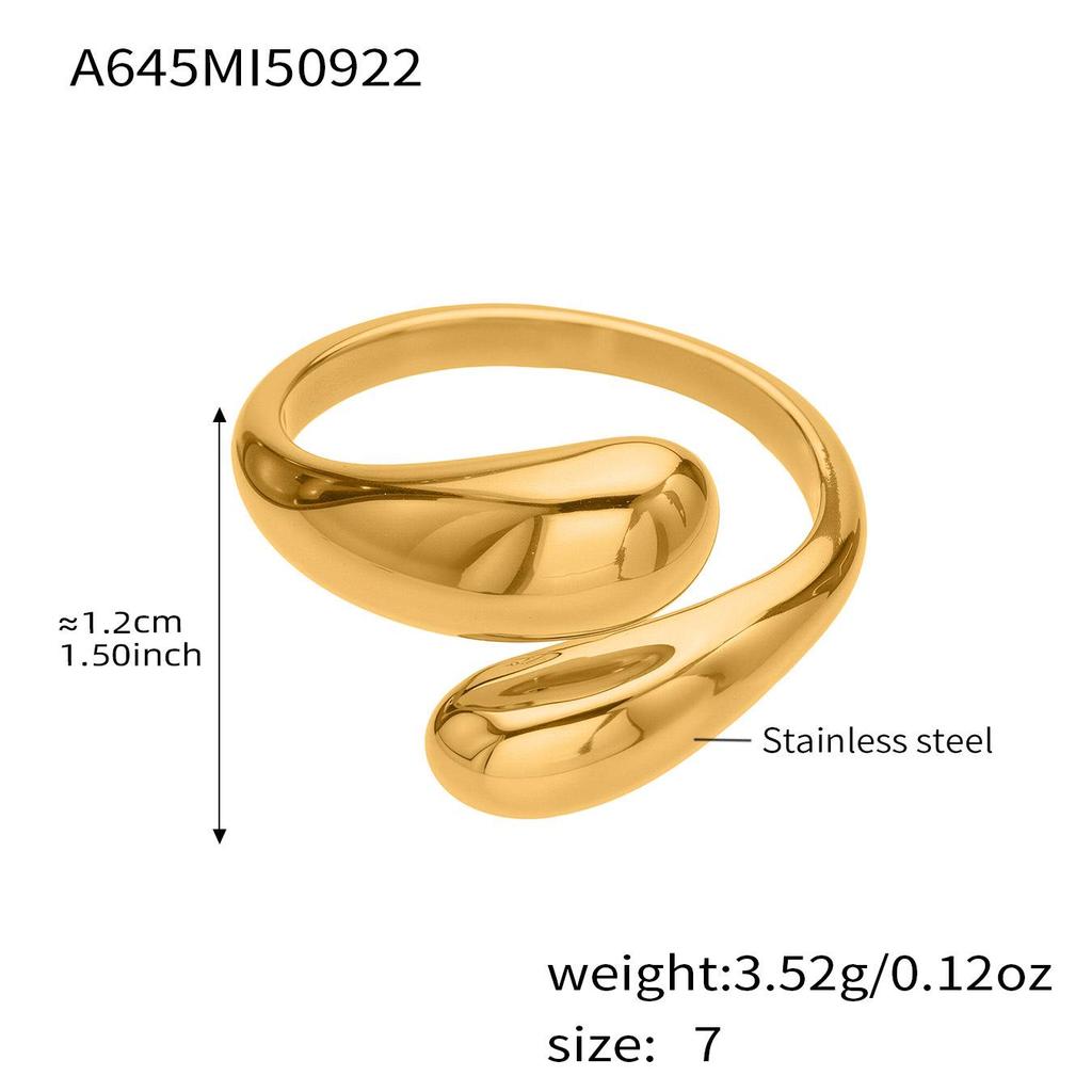 Oumaijia Stainless Steel Geometric Pearl Open Ring - Fashionable Non-fading Jewelry