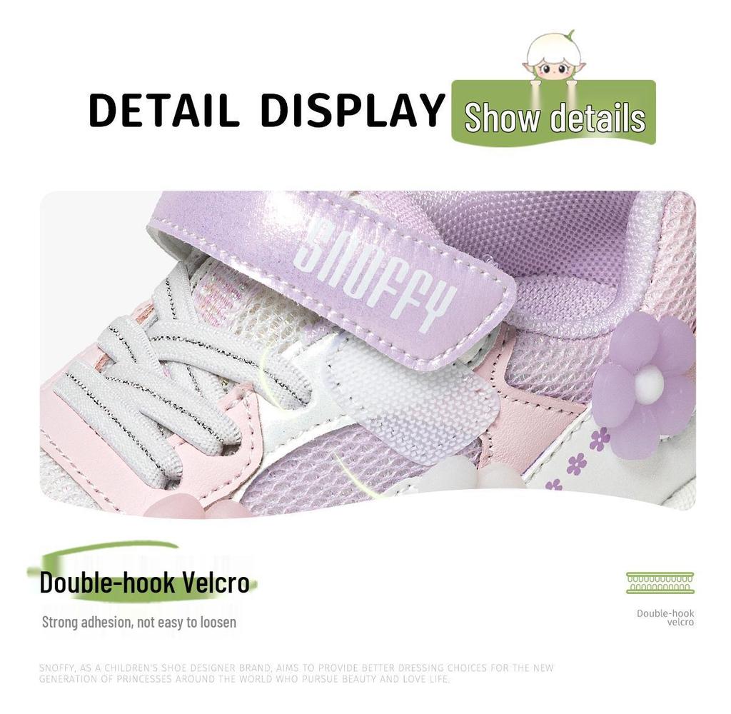 Snuffy Spring 2026 Girls' Lightweight Breathable Mesh Sports Shoes - Non-slip and Casual for Outdoors