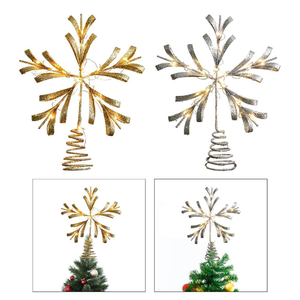 Glitzernder Weihnachtsbaumspitzenstern Schmiedeeisen LED Ornament für Partyort Außendekoration