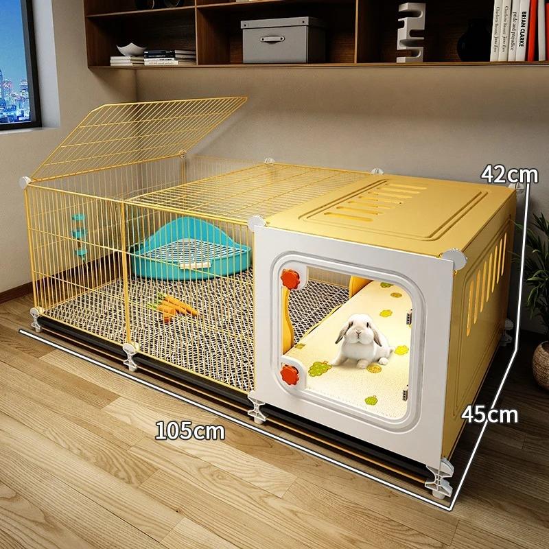 Großer Kaninchenkäfig mit separatem Schlafbereich Innengehege mit herausnehmbarer Schublade für Meerschweinchen Kaninchenhaus Niederländisches Schweinegehege