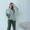 Cozy Loose Long Sleeve Striped T-Shirts Women Autumn Basic Casual Cotton Tops Round Neck Street Style Blouse