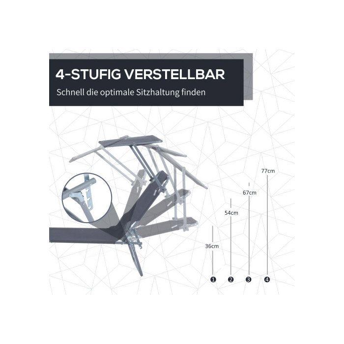 Chaise longue - Outsunny - Pliable - Protection solaire réglable - Métal gris 187x58x36 cm