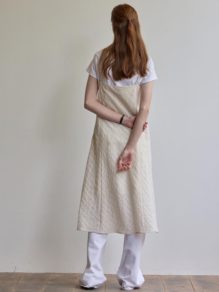 B Muse Mansion Bias Check Layered Dress - Butter Cream