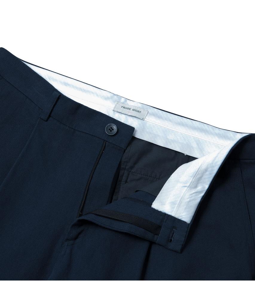 PRODESHIRT Vintage Cotton Pique Single-Pleat Pants (Indigo Blue)