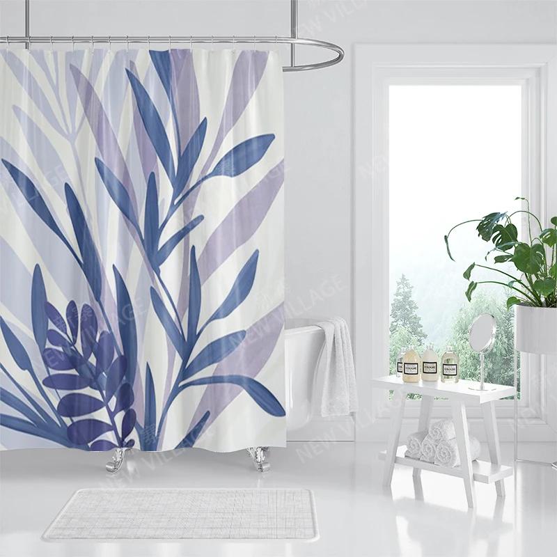 Nordic wind Abstract Art shower curtain waterproof polyester fabric bath curtain Morandi color block curtains for bathroom decor