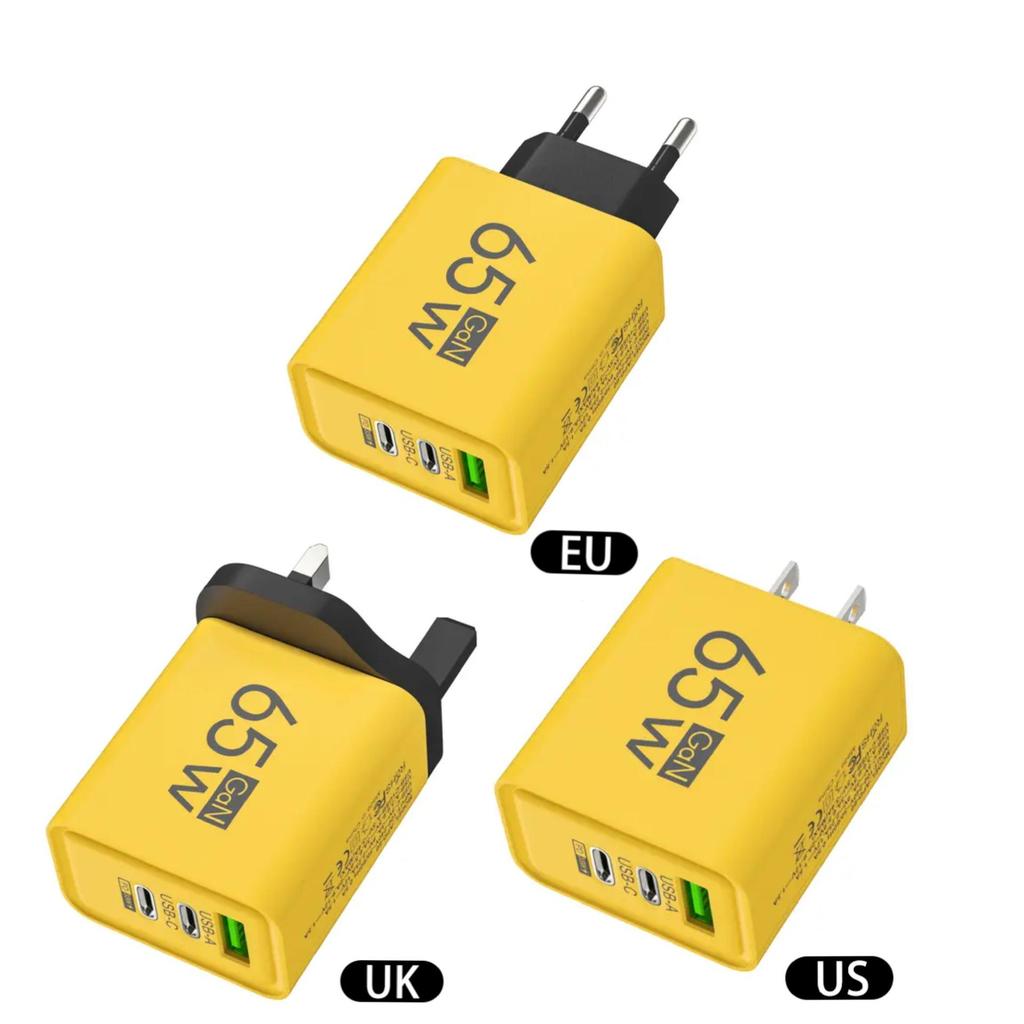 65W Multi-Port USB Charger for Apple and Huawei Phones, US Standard, Hong Kong Version, QC3.0 Compatible