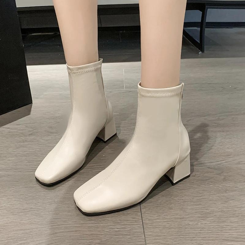 

Women s Shoes 2024 High Quality Zipper Women s Boots Winter Pointed Toe Solid Color Warm High Heels Fashionable Korean Boots 35
