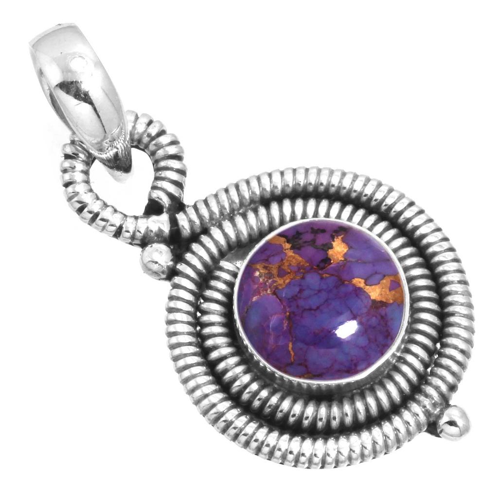 925 Sterling Silver Pendant Women Gemstone Handmade Jewelry Christmas Gift Blue Green Purple Copper Turquoise Pearl Lapis Mother Of Pearl Victorian