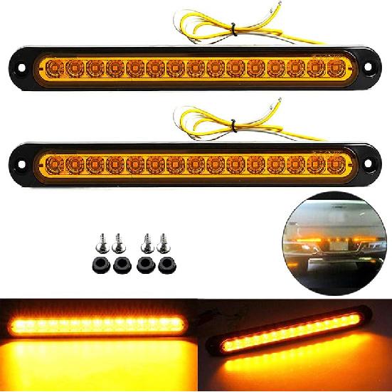 2 Pack 10" 15 LED Trailer Identification Light 9 To 30-Volt, LED Stop Turn Tail Light Assembly Third Brake Bar Strip Rear Marker Light IP67