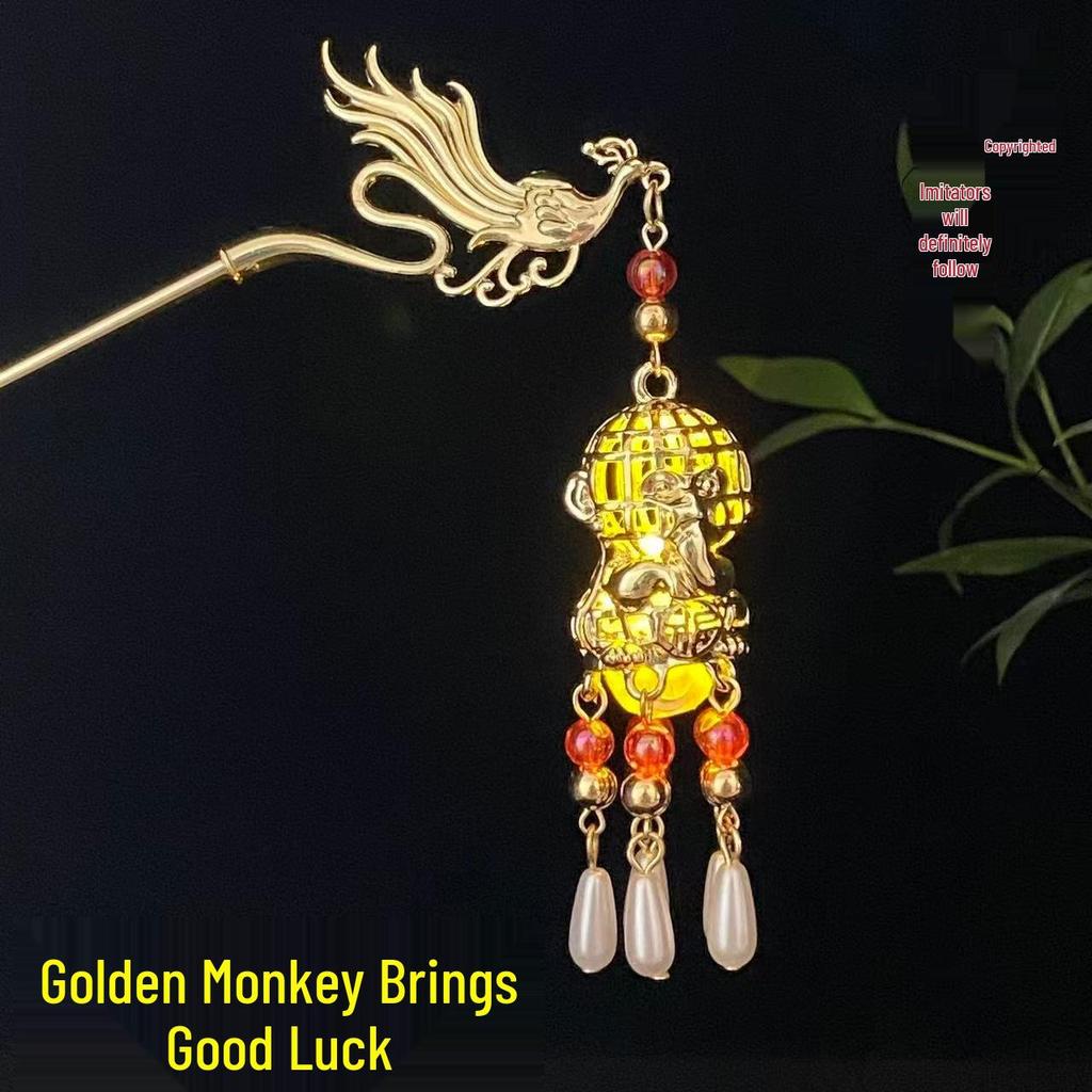 Ancient Style Luminous Hairpin: High-End Alloy Lantern Design for Hanfu Skirts