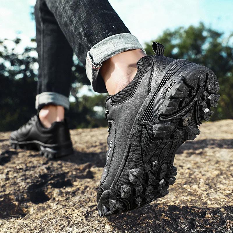 Hot Sale Fashion Brown Trekking Sneakers Men Breathable Mens Hiking Shoes Big Size 46 Anti-slip Travel Sports Shoes Men Trainers