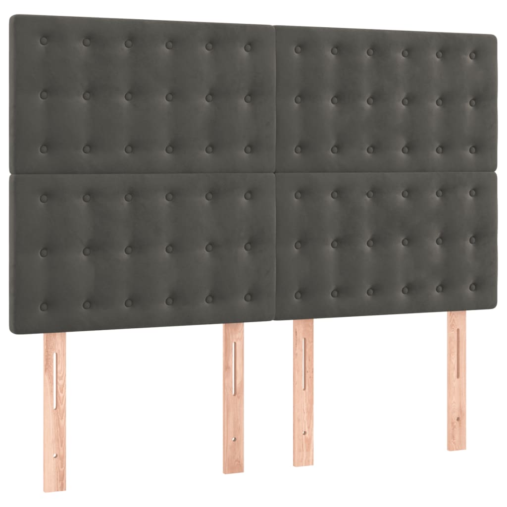 Box Spring Bed with Mattress Dark Grey 140x190 cm Velvet