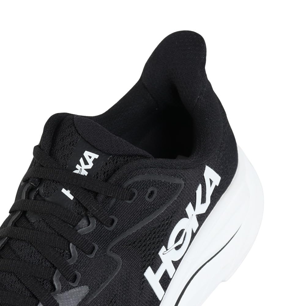 HOKA Clifton 10 Wide Running Black and White and Cushioned for Running and Walking and Shoes, (1162050-BWHT), Ultra-Lightweight (Black White/Size
