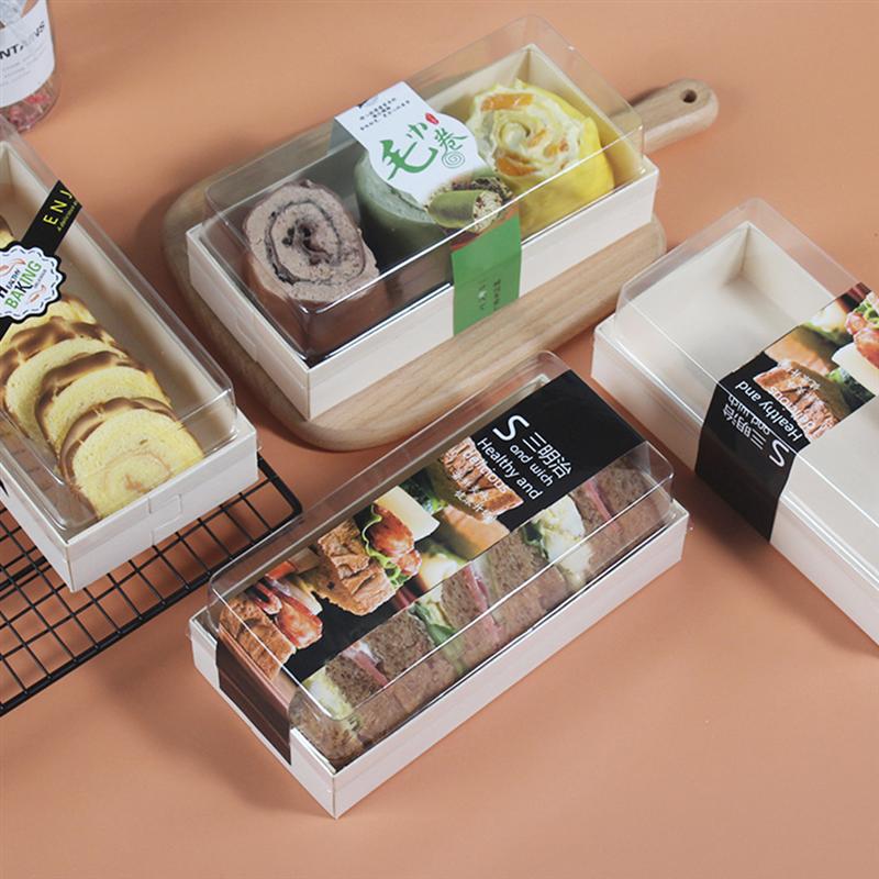 10 Stück Sandwich-Verpackungsboxen Kuchenbox Backhalter Holz Lebensmittelbehälter Dessertboxen Partygeschenk Sandwich-Verpackungsbehälter