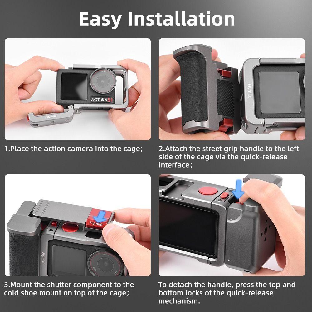 Shutter Button Camera Grip Handle Rabbit Cage for Osmo Action 3/4/5 Pro Camera Accessories