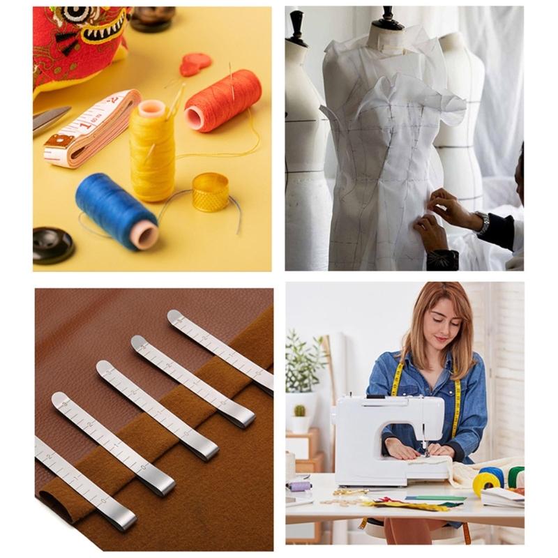 2/5/10 Stück 3 Zoll Nähklammer Edelstahl Saumklammern Metall Crimpklemme Stoff Nähen Messlineal zum Säumen