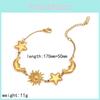 Gold Plated Star Moon Pendant Necklace With Matching Stainless Steel Bracelets For Womens Daily Use