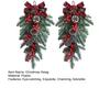 Christmas Swag Artificial Teardrop Swag Wreath with Pine Cones Red Berries And Bow Winter Door Hanging Swag for Front Door Stair Decor