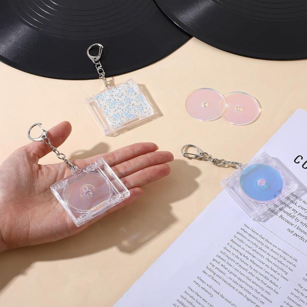 5pcs Acrylic Mini CD Holder NFC Personalized Keychain Album Case Multi-Functional Universal Key Pendant Backpack Hanging Decor
