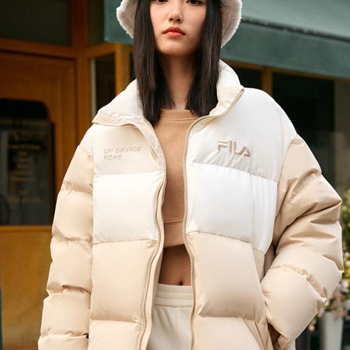 New FILA Down Jacket Winter Unisex Birch Wood Color F11U249903F-LK
