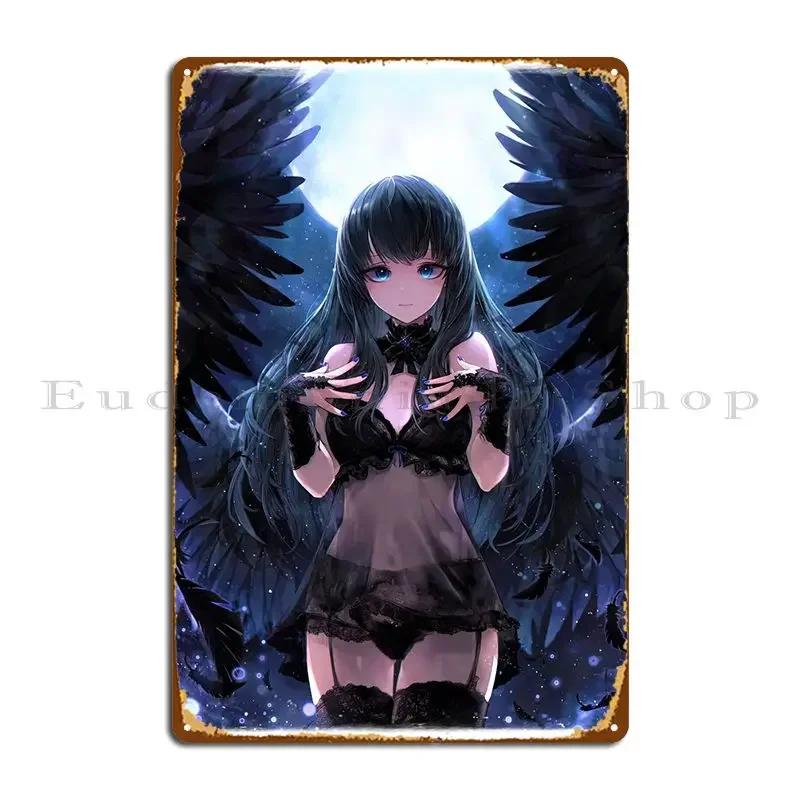 Cute Anime Girl Metal Plaque Poster Funny Painting Party Club Character Wall Mural Tin Sign Poster
