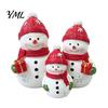 Seasonal Home Decor Christmas Resin Snowman Figurine, Cute Family of 3 Statue with Santa Unique Presents Hat, Red Scarf, Holiday Tabletop Ornament for