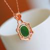 Hotan Jade S925 Silver Inlaid Jasper Egg Face Pendant Necklace for Women