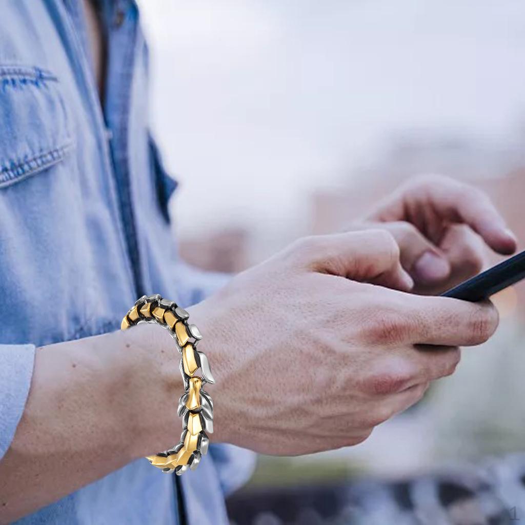 

Biker Bracelet Titanium Steel of Dragon Shape Bangle for Men Boys Multicolor 8.26 inch