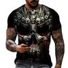 Men's Casual T-Shirt Skull Graphic Black Short Sleeve Crew Neck Tee Cool Streetwear Halloween Fashion Top