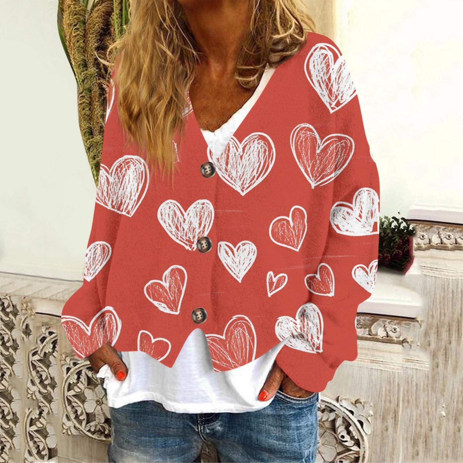 

Женская модная повседневная куртка-толстовка с длинным рукавом с принтом ко Дню святого Валентина XXL