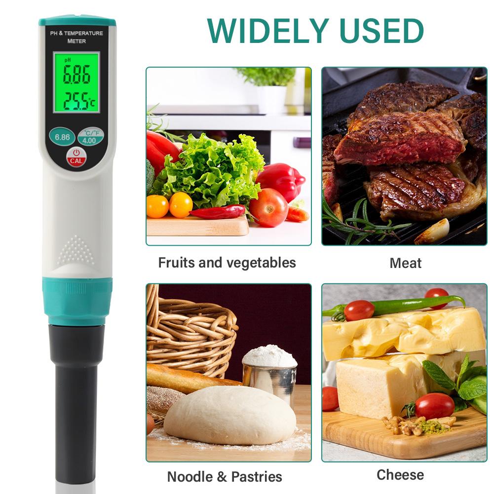 Yieryi Jídlo PH metr Vysoká přesnost PH tester Pro maso Sýr Těsto Čaj Klobása Džem Hydroponie S LCD displejem Kalibrační sada