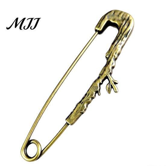 Nature Inspired Jewelry Vintage Bronze Safety Pin, Large Feather Bird Leaf Flower Lapel Accessories Men Women Brooch Pin for Coats, Jackets,