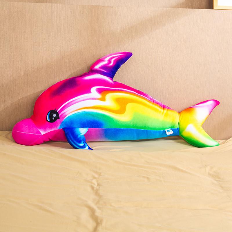 75-110cm Colorful Rainbow Dolphin Plush Toys Soft Stuffed Animal Doll Creative Birthday Gift