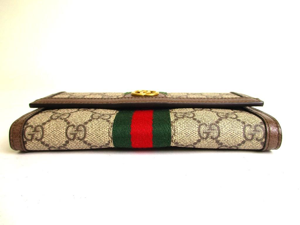 Autentická GUCCI GG DIY Ophidia hnědá kožená peněženka Kontinentální peněženka #a106