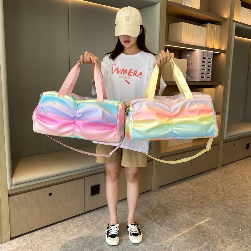 Sports Yoga Gym Bag Women Dry Wet Separate Large Capacity Short Travel Bag Gradient Handbag Crossbody
