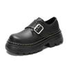 Buckle Martin boots women's platform women's new thick heel single knee versatile small leather shoes big head single shoes
