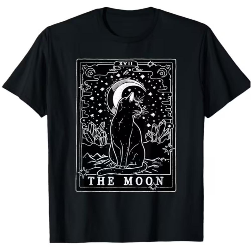 Cat Enthusiast Moon Card Cat Moon T-shirt Men s and Women s Christmas Thanksgiving New Year Birthday T-shirt Gift T-shirt M