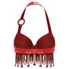 Women Belly Dance Halter Bra Top Sparkle Sequins Plastic Beads Tassel Rhinestone Dance Crop Top Performance Costume