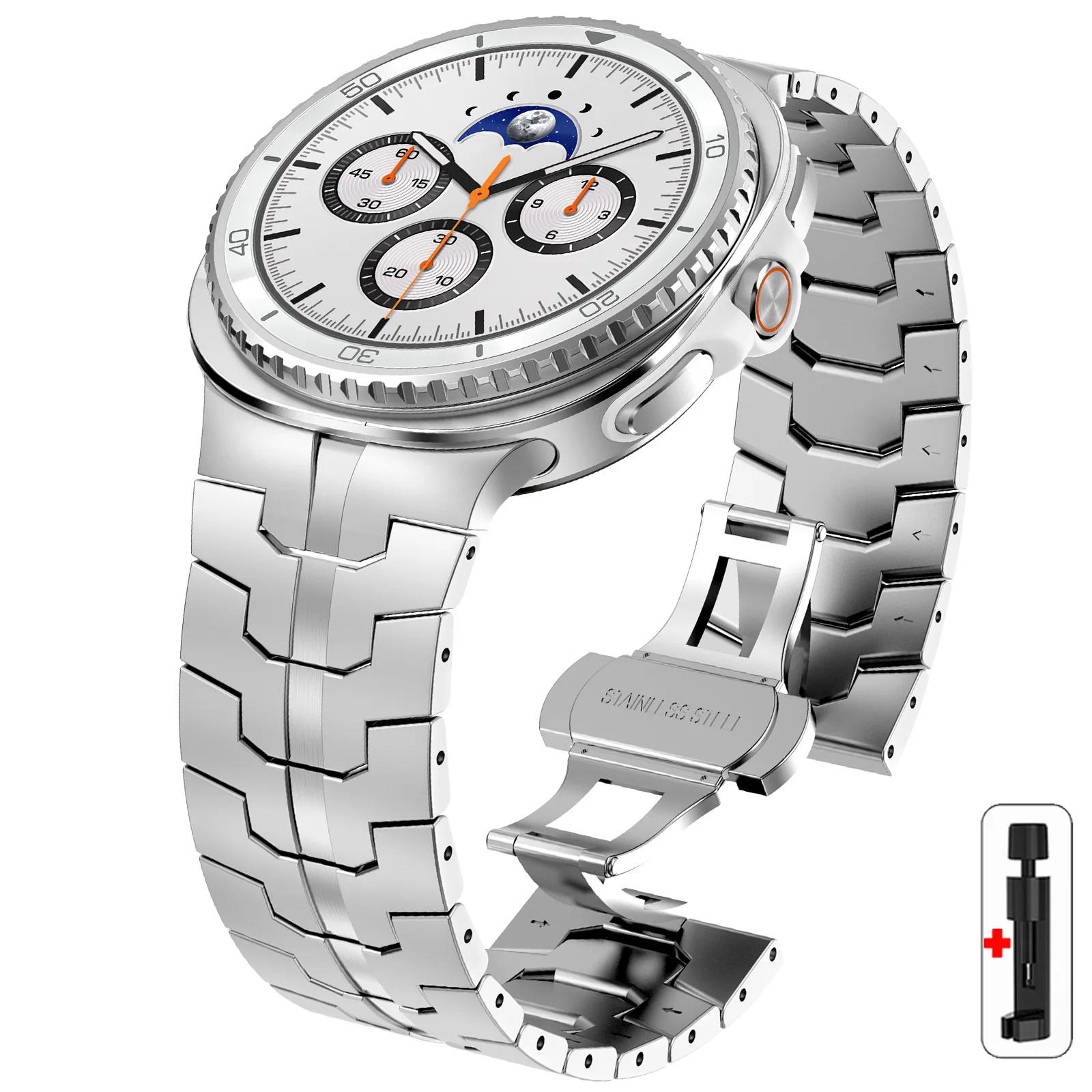 Titanium/Stainless steel Strap For Samsung Galaxy Watch 8/8 Classic 40mm 44mm 46mm bracelet Band For Galaxy Watch 8 Classic Belt Watch 8 Classic 46mm&Stainless Steel серебряный