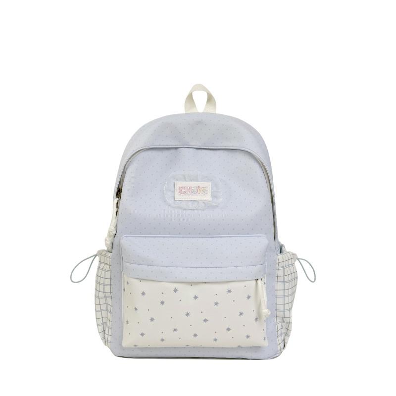 Campus High-end Casual Lightweight Backpack with Polka Dot Pattern