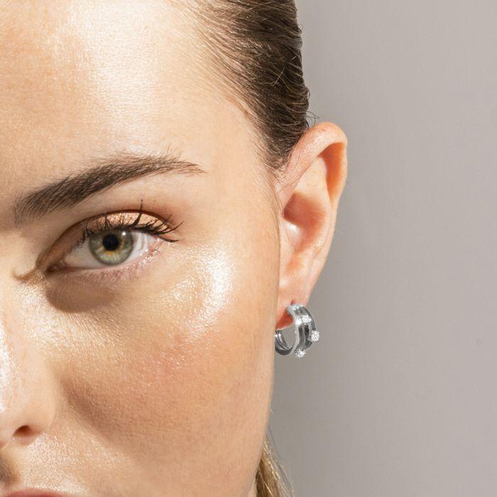 Boucles d'oreilles Luxenter en argent 925 et zirconium brillant plaqué finition en rhodié - Duvid