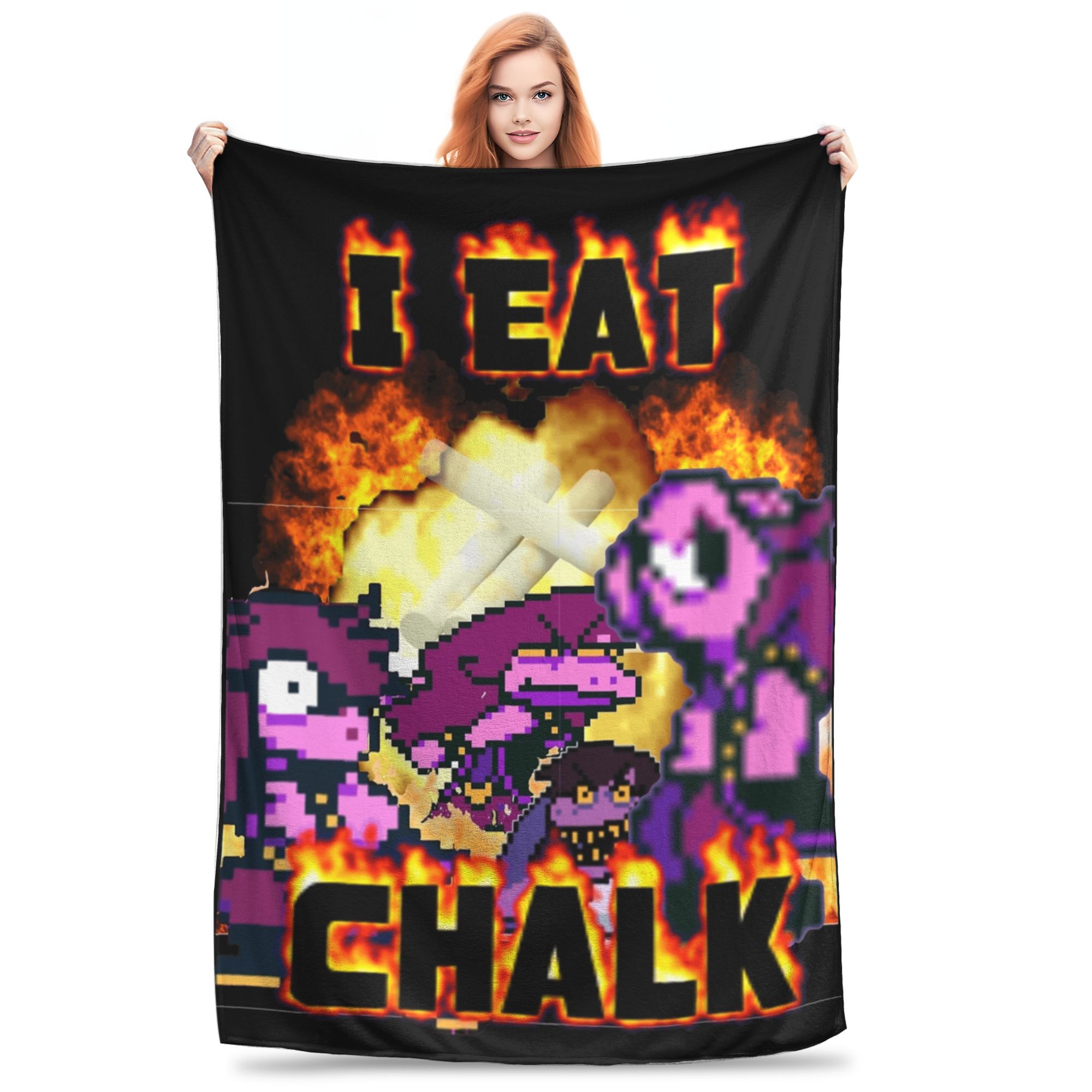 I eat chalk Susie deltarune Plush Blanket Kids Adult Flannel Throw Blanket For Couch Chair Sofa Bed Super Soft Quality Bedspread Size: 75*100cm, Weight: 230 GSM