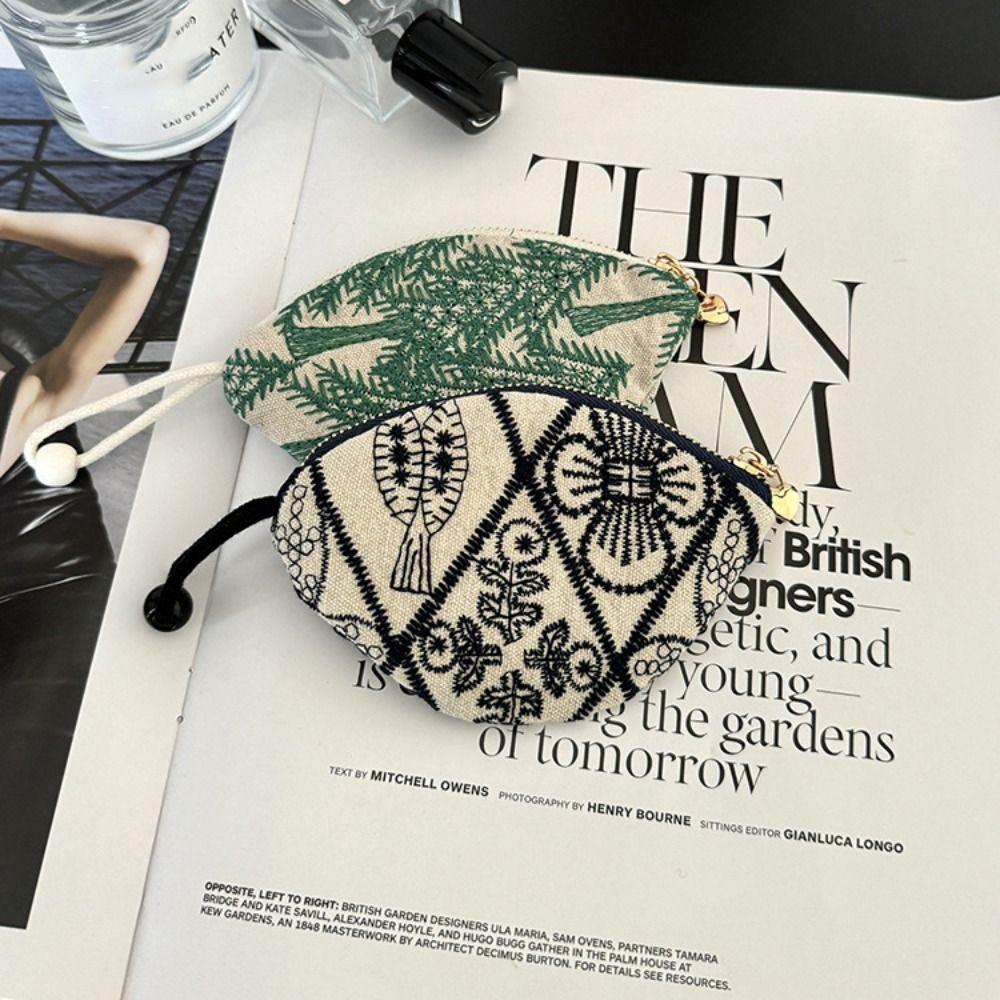 Flower Pull Type Key Bag Portable Cute Zero Wallet Multifunctional Ethnic Style Coin Purse  Key Bag